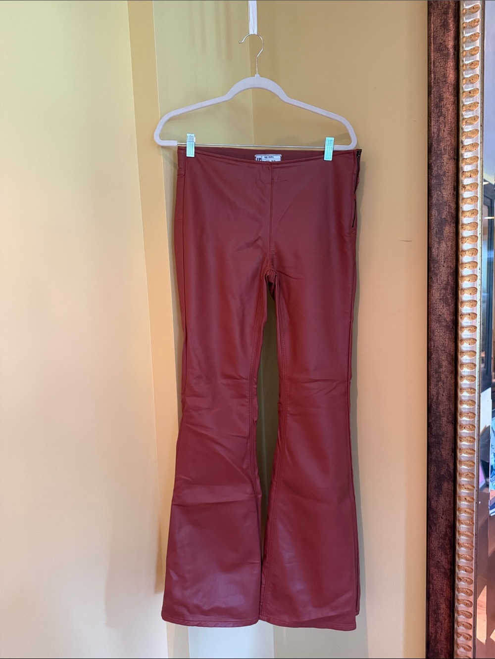 Free People Kids Faux Leather Flared Leggings in Deep Red